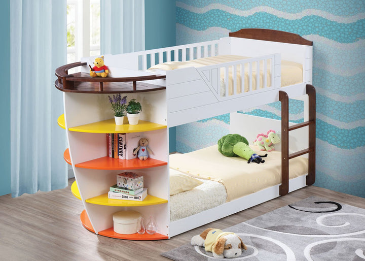 ACME Neptune White & Chocolate Twin/Twin Bunk Bed Model 37715 - MONAVILLA