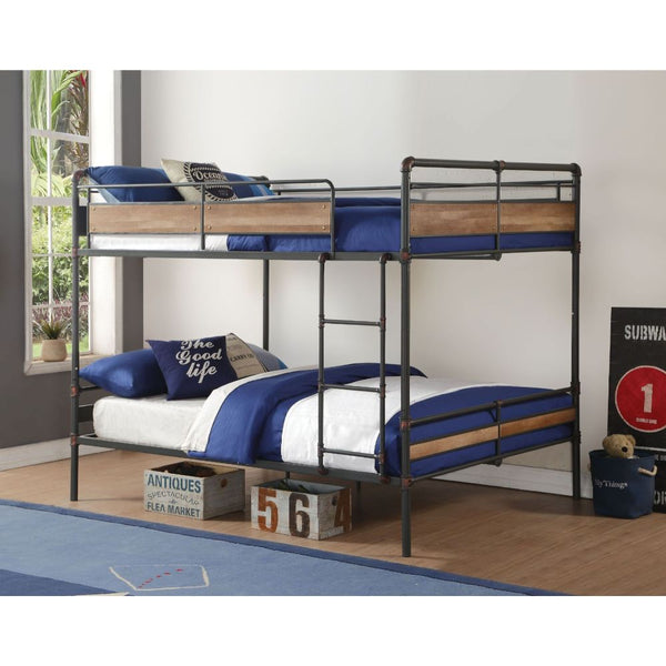 ACME Brantley II Sandy Black & Dark Bronze Hand-Brushed Queen/Queen Bunk Bed Model 37730 - MONAVILLA