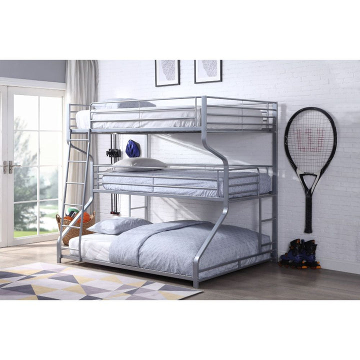 ACME Caius II Silver Triple Bunk Bed - Twin/Full/Queen Model 37790 - MONAVILLA