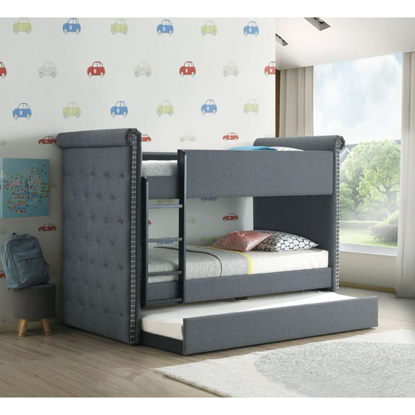 ACME Romana II Gray Fabric Twin/Twin Bunk Bed & Trundle Model 37855 - MONAVILLA