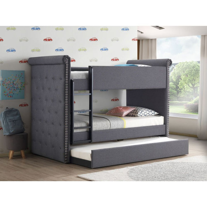 ACME Romana II Gray Fabric Twin/Twin Bunk Bed & Trundle Model 37855 - MONAVILLA