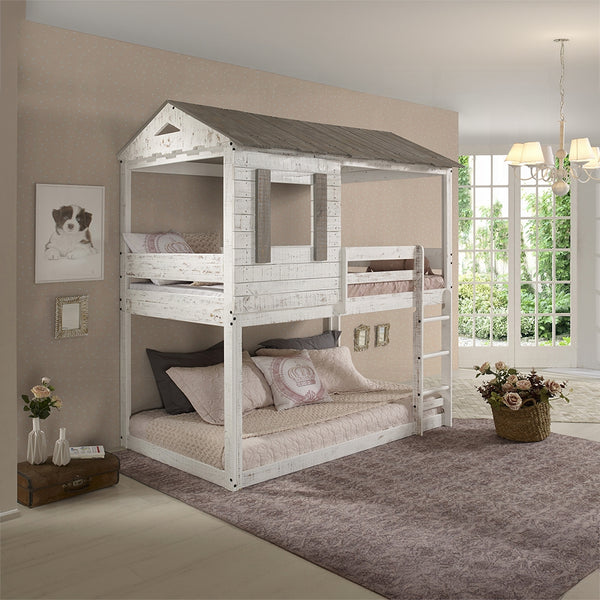 ACME Darlene Rustic White Twin/Twin Bunk Bed Model 38135 - MONAVILLA