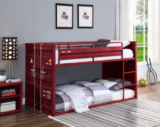 ACME Cargo Red Finish Twin/Twin Bunk Bed Model 38280 - MONAVILLA