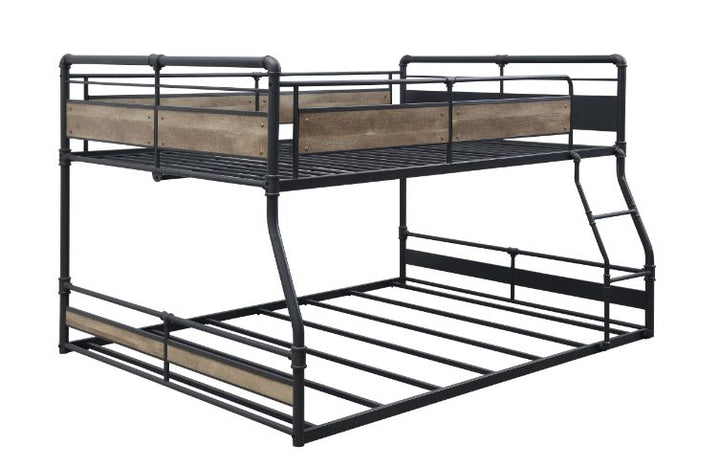 ACME Cordelia Antique Oak, Sandy Black & Dark Bronze Hand-Brushed Finish Bunk Bed Model 38320 - MONAVILLA