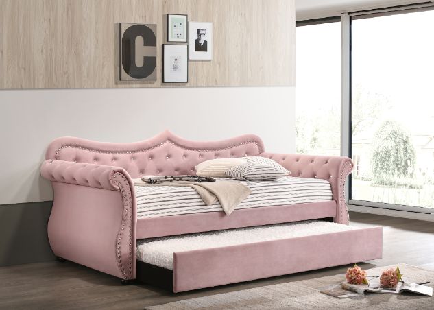 ACME Adkins Pink Velvet Daybed Model 39420 - MONAVILLA