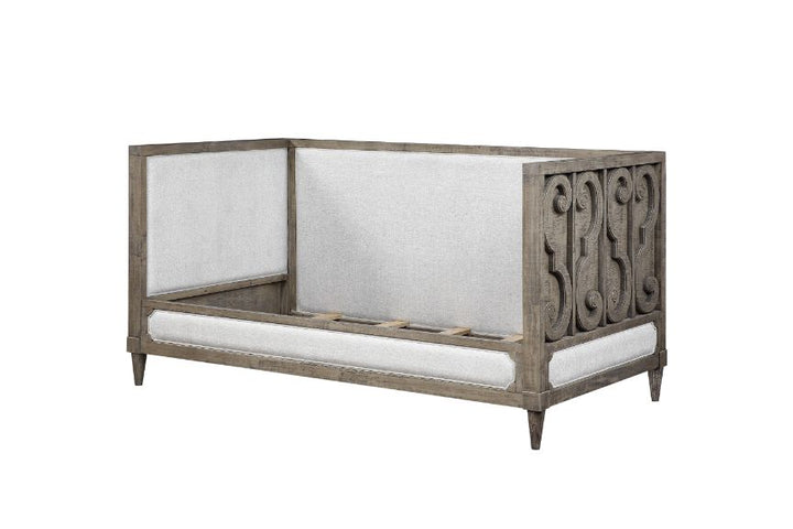 ACME Artesia Tan Fabric & Salvaged Natural Finish Daybed Model 39710 - MONAVILLA