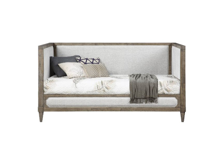 ACME Artesia Tan Fabric & Salvaged Natural Finish Daybed Model 39710 - MONAVILLA