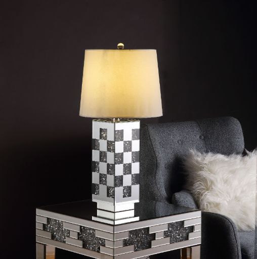 ACME Noralie Mirrored & Faux Diamonds Table Lamp Model 40243 - MONAVILLA