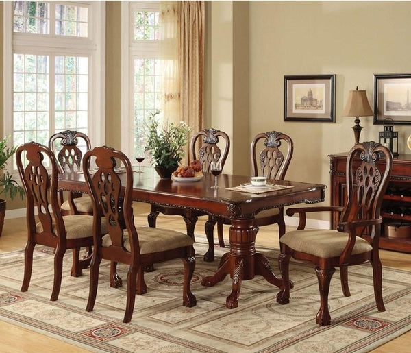 Furniture Of America George Town Cherry Traditional 7-Piece Dining Table Set (2 Arm Chair + 4 Side Chair) Model CM3222T-7PC - MONAVILLA