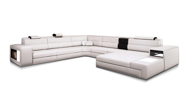 Bonded Leather Polaris Sectional Sofa in White - MONAVILLA