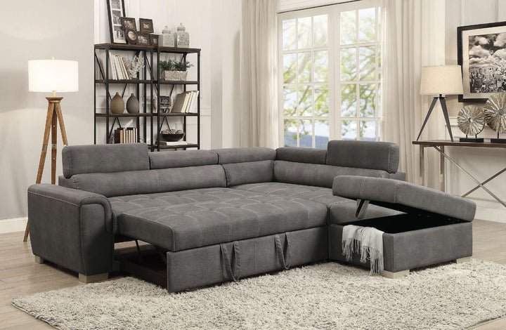 ACME Thelma Gray Polished Microfiber Sectional Sofa Model 50275 - MONAVILLA