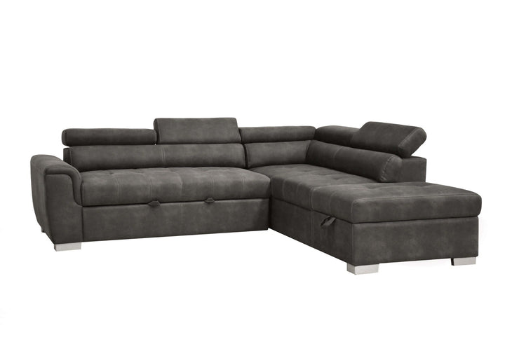 ACME Thelma Gray Polished Microfiber Sectional Sofa Model 50275 - MONAVILLA