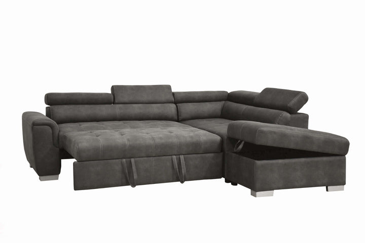 ACME Thelma Gray Polished Microfiber Sectional Sofa Model 50275 - MONAVILLA