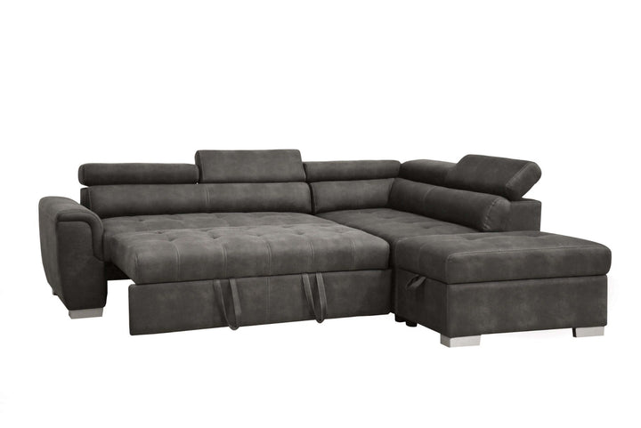 ACME Thelma Gray Polished Microfiber Sectional Sofa Model 50275 - MONAVILLA