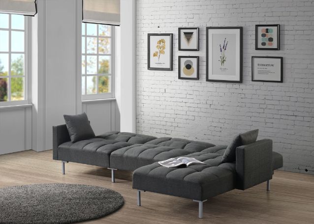 ACME Duzzy Dark Gray Fabric Sectional Sofa Model 50485 - MONAVILLA