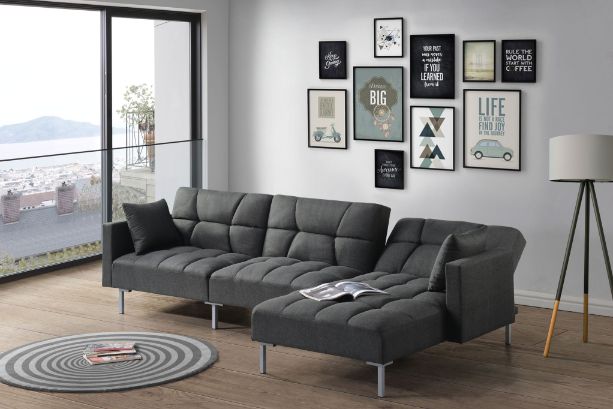 ACME Duzzy Dark Gray Fabric Sectional Sofa Model 50485 - MONAVILLA