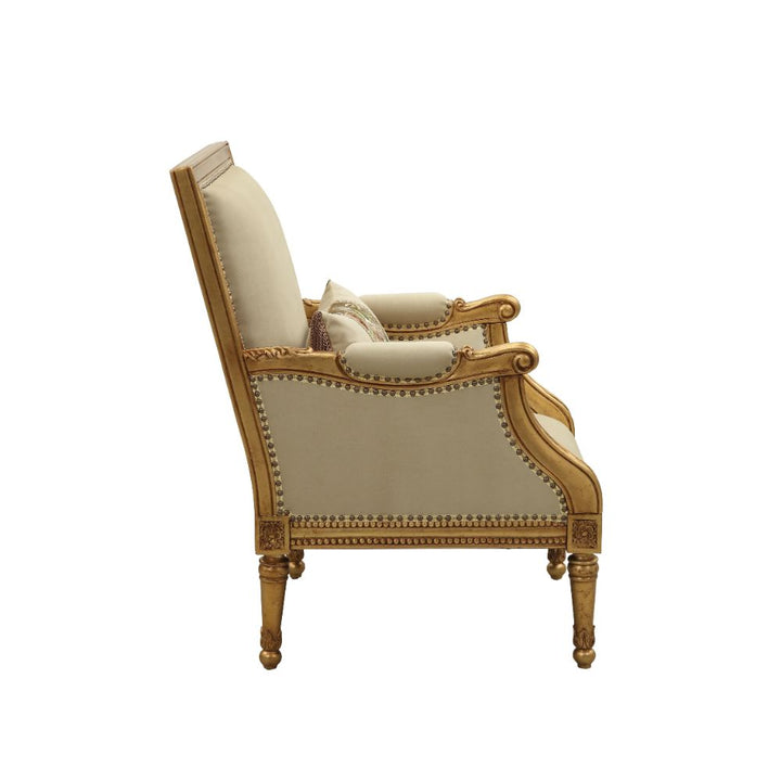 ACME Daesha Tan Flannel & Antique Gold Accent Chair Model 50838 - MONAVILLA