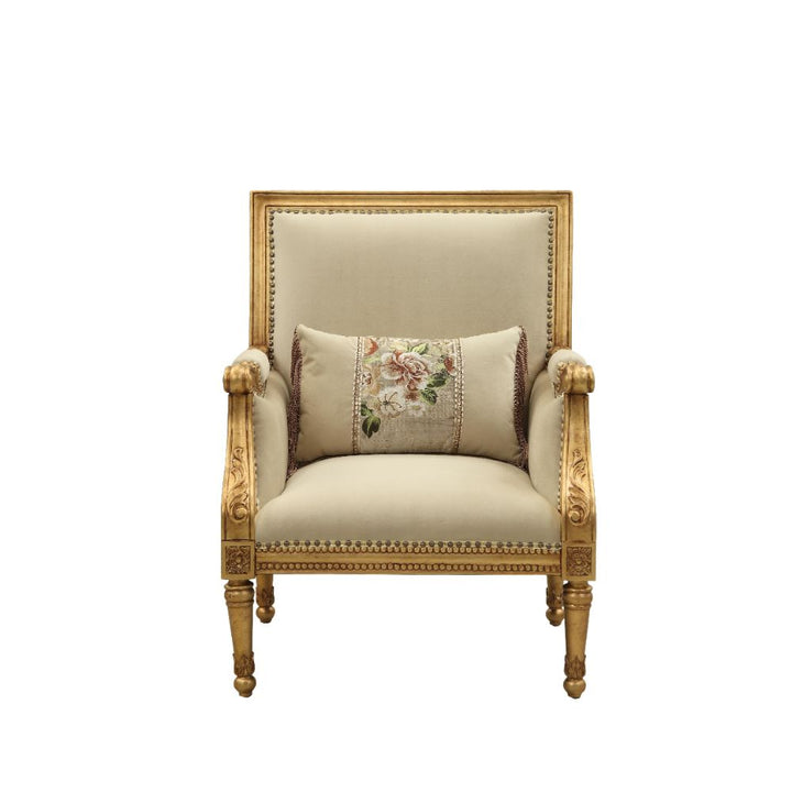 ACME Daesha Tan Flannel & Antique Gold Accent Chair Model 50838 - MONAVILLA