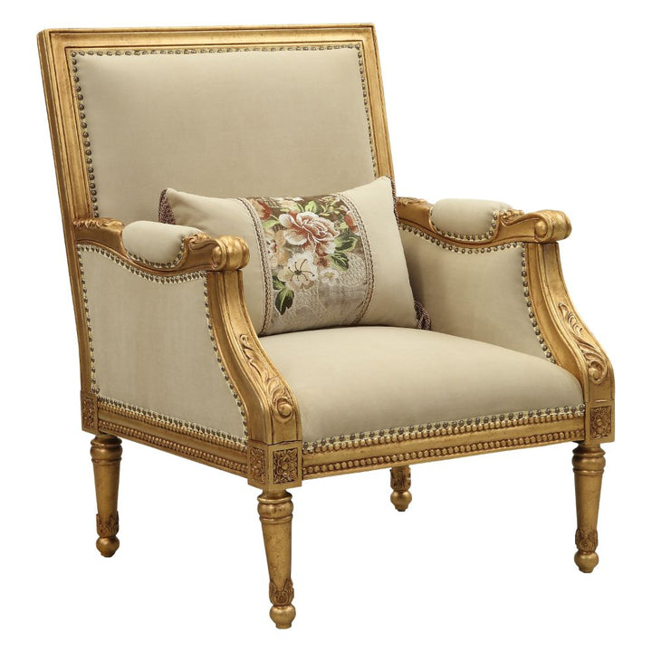 ACME Daesha Tan Flannel & Antique Gold Accent Chair Model 50838 - MONAVILLA