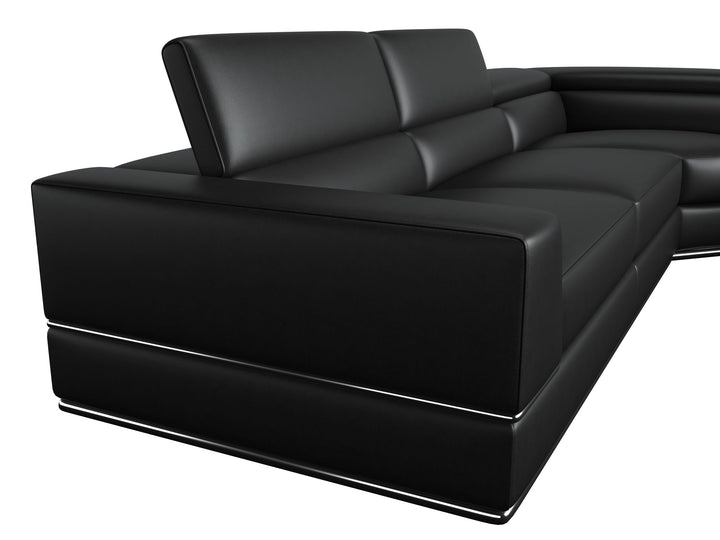 Divani Casa Pella Modern Black Italian Leather U Shaped Sectional Sofa - MONAVILLA