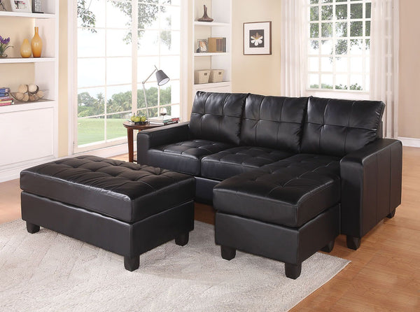 ACME Lyssa Black Bonded Leather Match Sectional Sofa Model 51215 - MONAVILLA