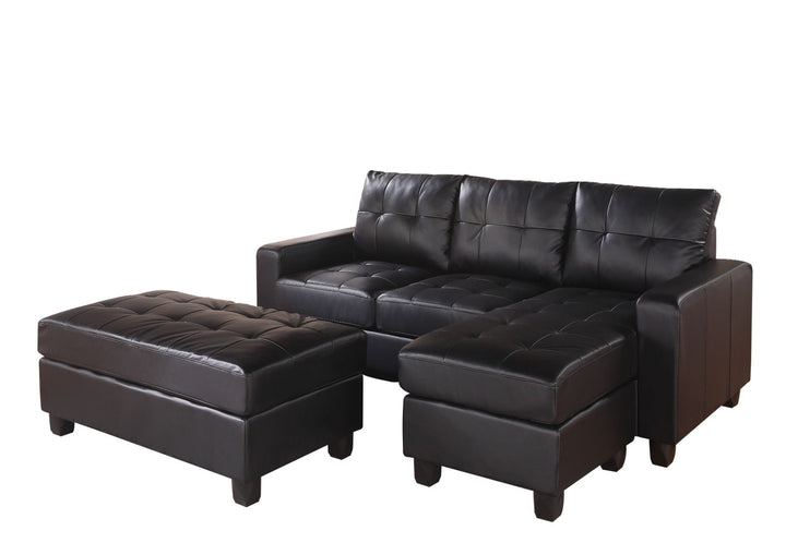 ACME Lyssa Black Bonded Leather Match Sectional Sofa Model 51215 - MONAVILLA