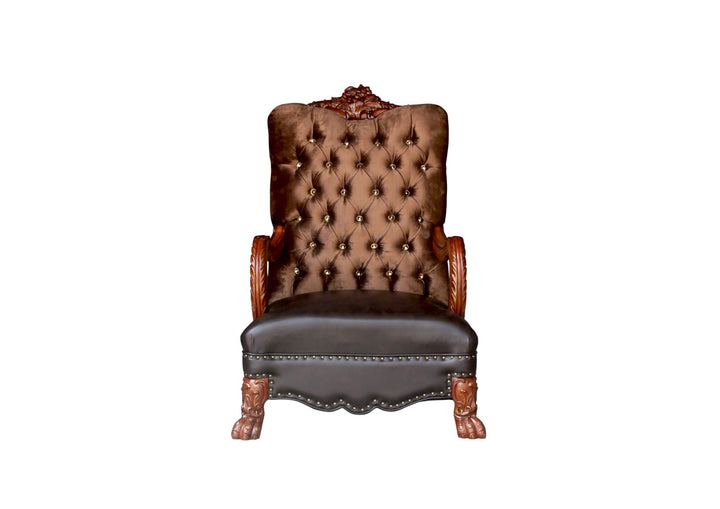 ACME Dresden Golden Brown Velvet & Cherry Oak Accent Chair Model 52097 - MONAVILLA