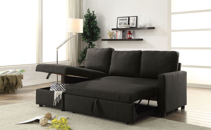 ACME Hiltons Charcoal Linen Sectional Sofa Model 52300 - MONAVILLA