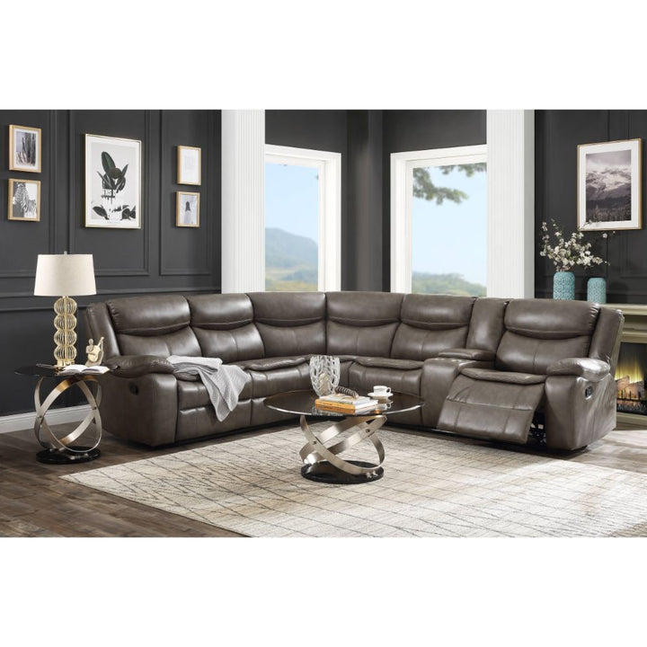 ACME Tavin Taupe Leather-Aire Match Sectional Sofa Model 52540 - MONAVILLA