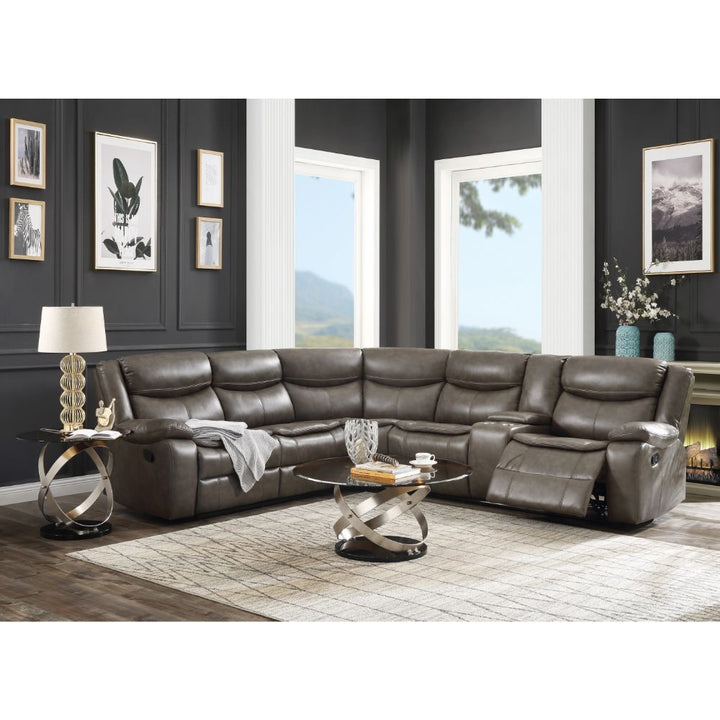 ACME Tavin Taupe Leather-Aire Match Sectional Sofa Model 52540 - MONAVILLA