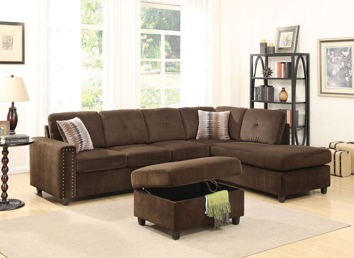 ACME Belville Chocolate Velvet Sectional Sofa Model 52700 - MONAVILLA