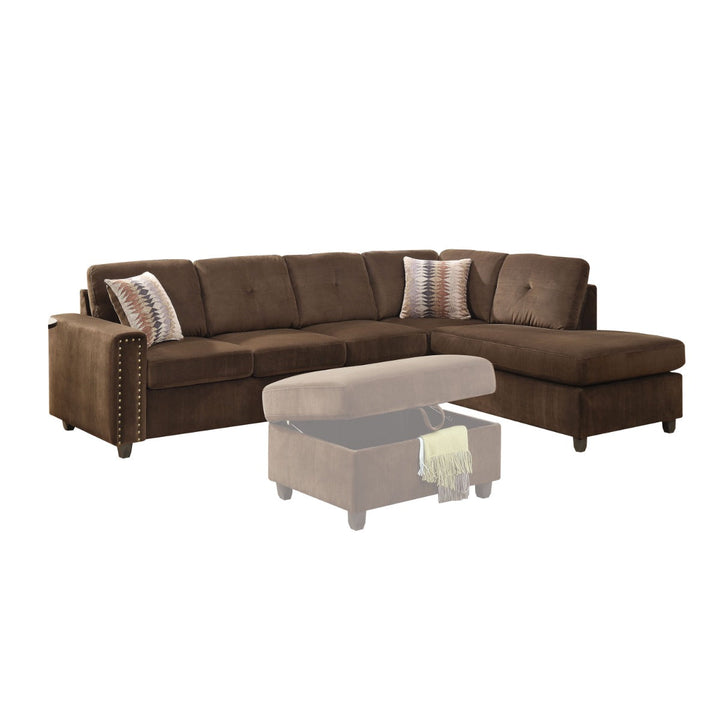 ACME Belville Chocolate Velvet Sectional Sofa Model 52700 - MONAVILLA