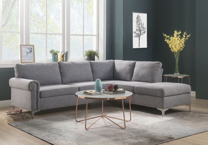 ACME Melvyn Gray Fabric Sectional Sofa Model 52755 - MONAVILLA