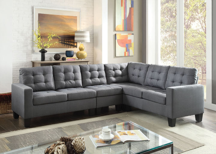 ACME Earsom Gray Linen Sectional Sofa Model 52760 - MONAVILLA