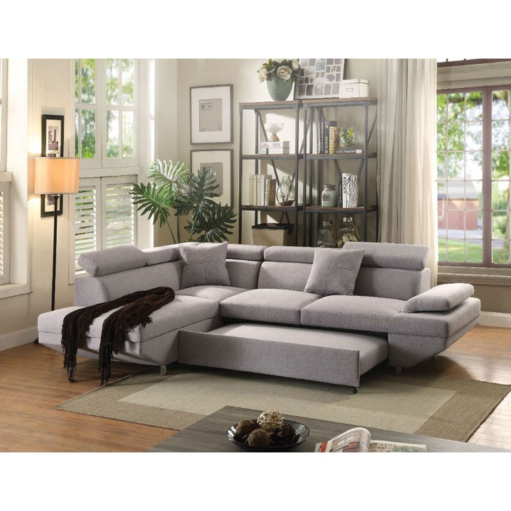 ACME Jemima Gray Fabric Sectional Sofa Model 52990 - MONAVILLA