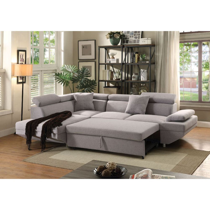 ACME Jemima Gray Fabric Sectional Sofa Model 52990 - MONAVILLA