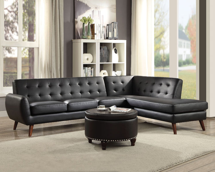 ACME Essick II Black PU Sectional Sofa Model 53040 - MONAVILLA