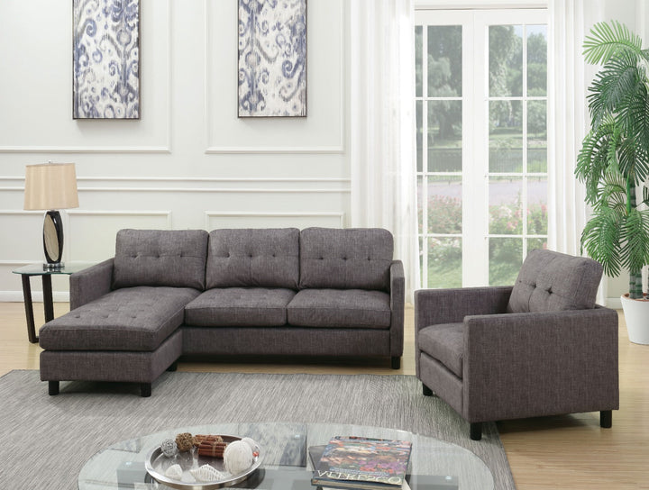 ACME Ceasar Gray Fabric Sectional Sofa Model 53315 - MONAVILLA