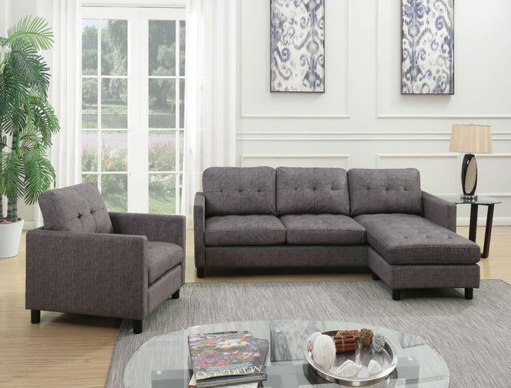 ACME Ceasar Gray Fabric Sectional Sofa Model 53315 - MONAVILLA