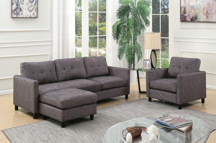 ACME Ceasar Gray Fabric Sectional Sofa Model 53315 - MONAVILLA