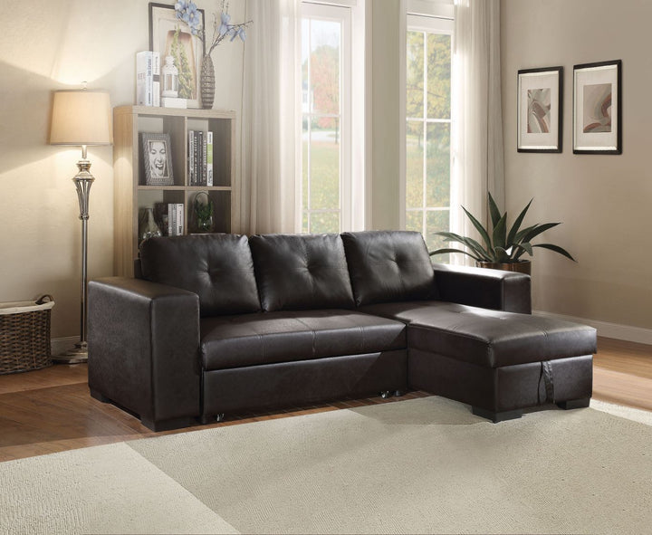 ACME Lloyd Black PU Sectional Sofa Model 53345 - MONAVILLA