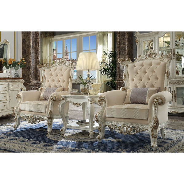 ACME Picardy II Fabric & Antique Pearl Accent Chair Model 53463 - MONAVILLA