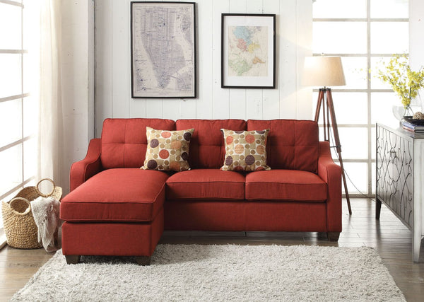 ACME Cleavon II Red Linen Sectional Sofa Model 53740 - MONAVILLA