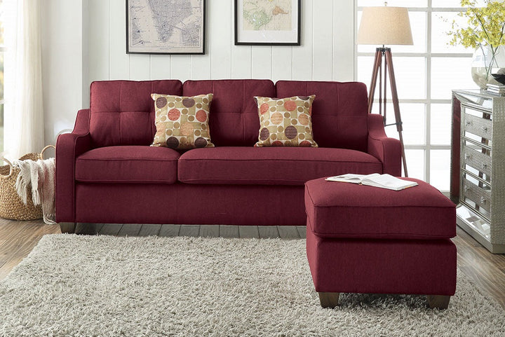 ACME Cleavon II Red Linen Sectional Sofa Model 53740 - MONAVILLA