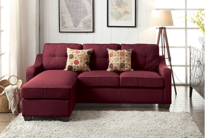 ACME Cleavon II Red Linen Sectional Sofa Model 53740 - MONAVILLA