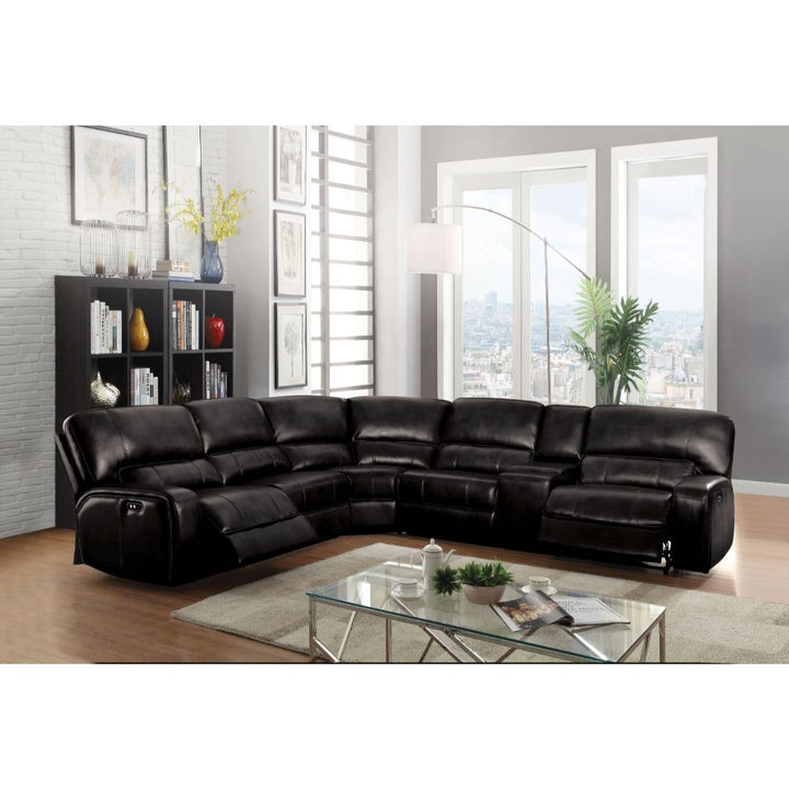 ACME Saul Black Leather-Aire Sectional Sofa Model 54150 - MONAVILLA