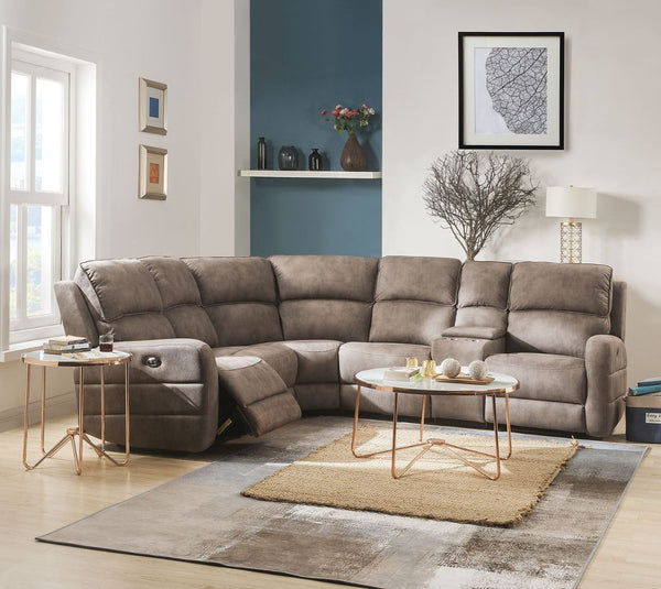 ACME Olwen Mocha Nubuck Sectional Sofa Model 54590 - MONAVILLA