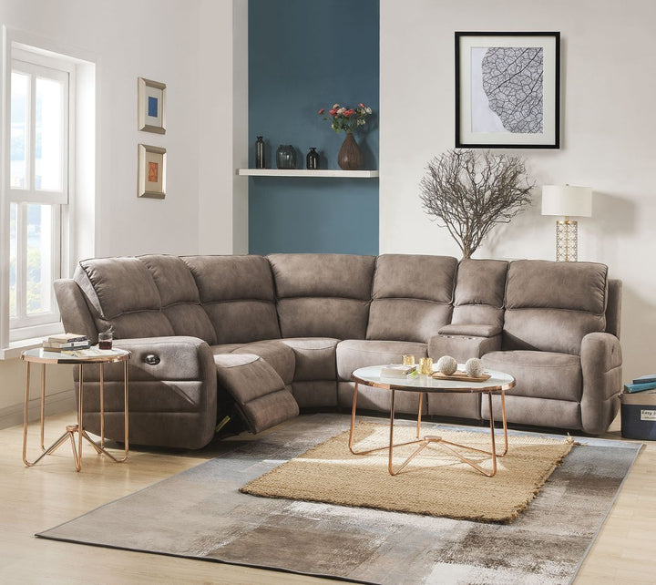 ACME Olwen Mocha Nubuck Sectional Sofa Model 54590 - MONAVILLA