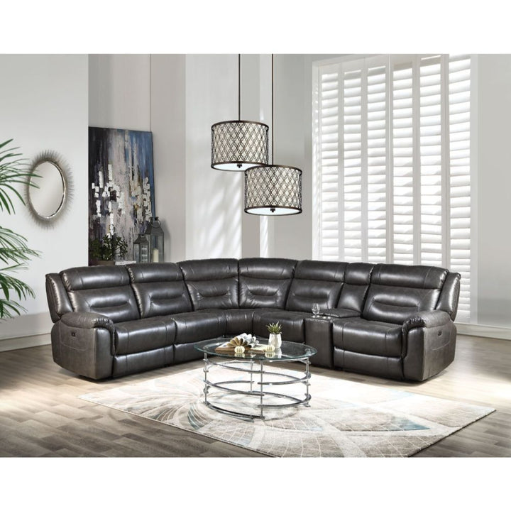 ACME Imogen Gray Leather-Aire Sectional Sofa Model 54810 - MONAVILLA