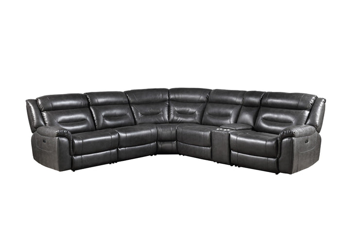 ACME Imogen Gray Leather-Aire Sectional Sofa Model 54810 - MONAVILLA